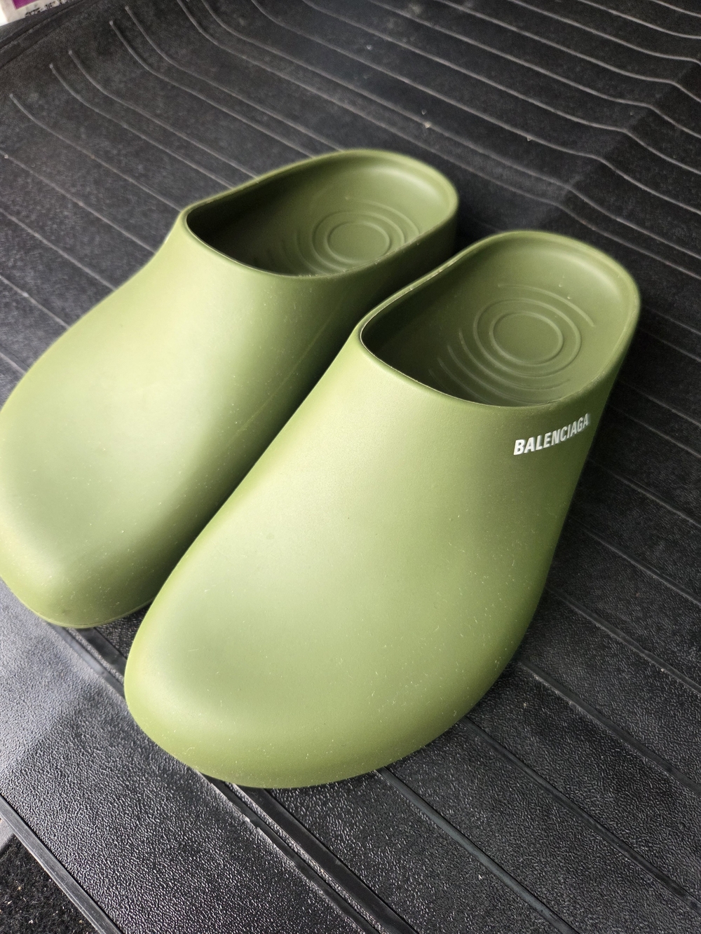 Balenciaga Olive Green Slide Clogs - Picture 2 of 7